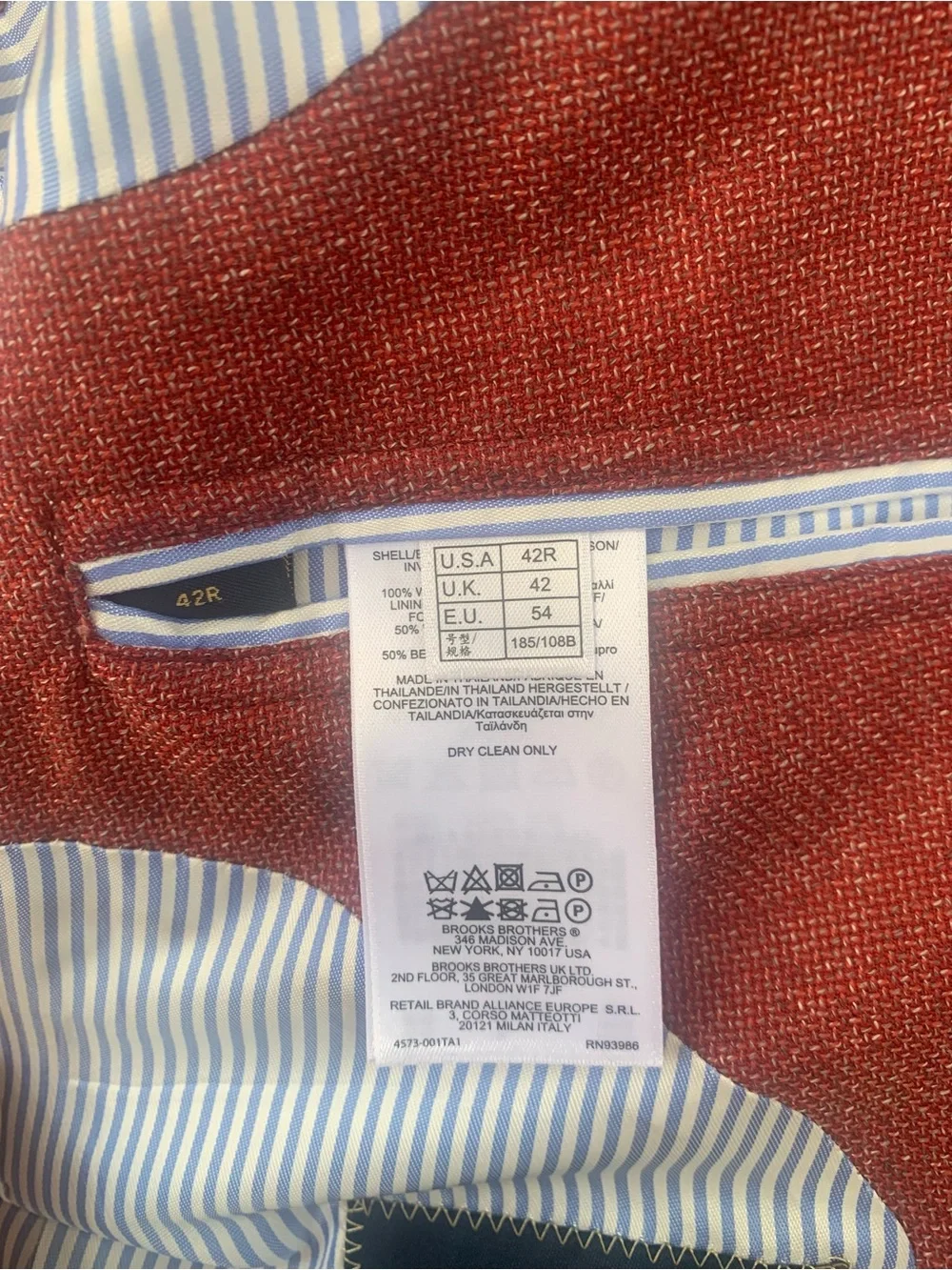 Brooks Brothers REDA Red Italian Wool Tweed Sport Coat- Classic Two-Button
